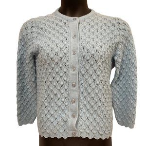 Vintage Light Blue Jolie New York Mermaid Scale Cardigan Sweater Small/Medium